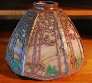 Handel Pine tree landscape desk lamp,  mission,  arts and crafts 10