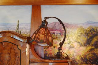 Handel Pine tree landscape desk lamp,  mission,  arts and crafts 4