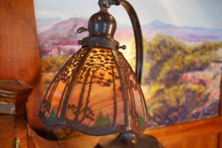 Handel Pine tree landscape desk lamp,  mission,  arts and crafts 5