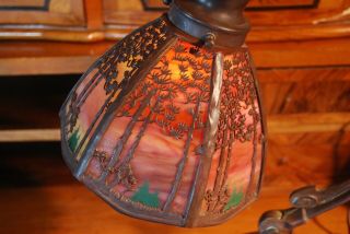 Handel Pine tree landscape desk lamp,  mission,  arts and crafts 7