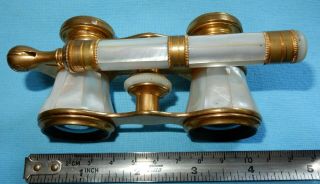 ANTIQUE French MOTHER OF PEARL & BRASS OPERA GLASSES BINOCULARS By IRIS PARIS 7
