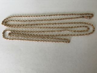 Antique Victorian 1890’s 9 Ct Rolled Gold Long Guard Muff Chain Necklace 53”