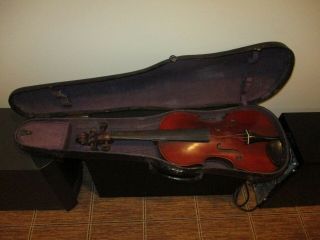 Antique Medio Fino Jtl Violin Full Size 4/4 W/ Case Made In France Circa 1900
