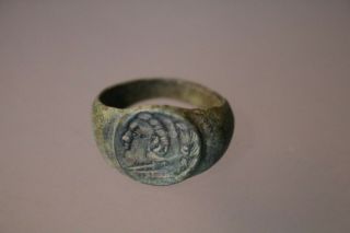 Ancient Interesting Roman Bronze Ring Alexander 1st - 4th Century Ad