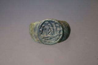 Ancient Interesting Roman Bronze Ring Alexander 1st - 4th century AD 2
