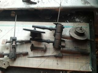 Antique Spinning Wheel And Wool Winding Parts