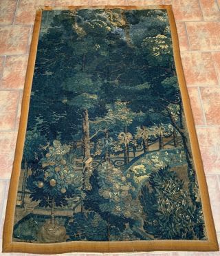 Antique French Aubusson Tapestry 17th - Century Verdure 112 X 180 Cm