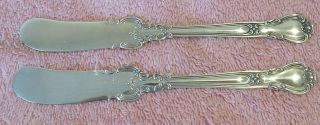 2 (two) Gorham Chantilly Sterling Silver Flat Butter Spreader 5.  87 " No Mono