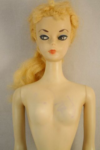 Vintage Blond Ponytail 1 Barbie Stock 850 w/ Holes in Feet - Doll Only 8