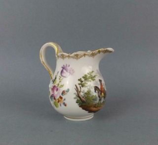 Antique Meissen Dresden Milk Jug With Military Scene And Floral Decoration C19c