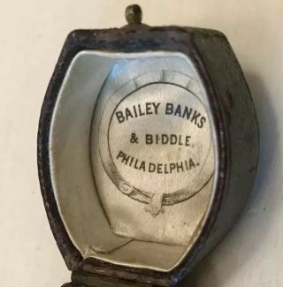 Antique Jewelry / Ring Box Bailey Banks & Biddle Philadelphia Leather With Latcv