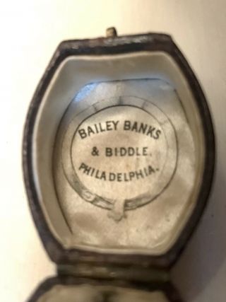 ANTIQUE JEWELRY / RING BOX BAILEY BANKS & BIDDLE Philadelphia Leather With Latcv 8