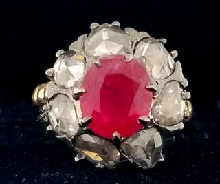 2.  64ct Burma Ruby Gia Cert 14k Rose Gold Vintage Antique Art Deco Ring