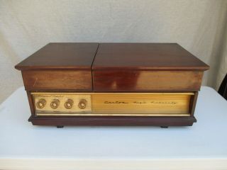 Antique Silvertone Model 9250a Mahogany Table Top Record Player Stereo Needs Ser