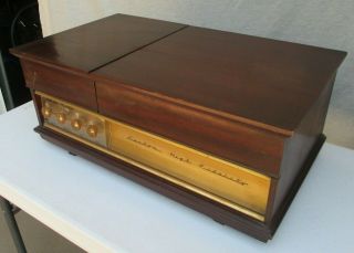 ANTIQUE SILVERTONE MODEL 9250A MAHOGANY TABLE TOP RECORD PLAYER STEREO NEEDS SER 2