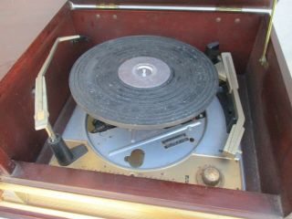 ANTIQUE SILVERTONE MODEL 9250A MAHOGANY TABLE TOP RECORD PLAYER STEREO NEEDS SER 3