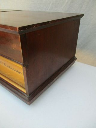 ANTIQUE SILVERTONE MODEL 9250A MAHOGANY TABLE TOP RECORD PLAYER STEREO NEEDS SER 5