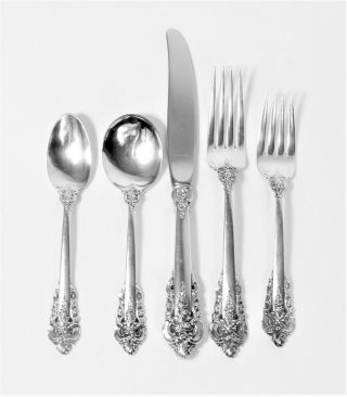 Wallace Grande Baroque Sterling Silver Flatware,  5 Piece Place Setting