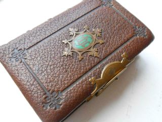 Lovely Antique Victorian Leather & Brass Prayer Book Bible 1871