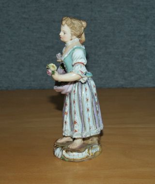 Delightul Antique Meissen Porcelain Girl Figure with Flowers in Her Apron,  No.  9 2
