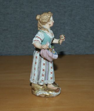 Delightul Antique Meissen Porcelain Girl Figure with Flowers in Her Apron,  No.  9 3
