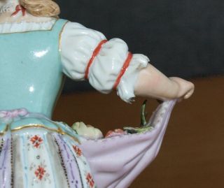 Delightul Antique Meissen Porcelain Girl Figure with Flowers in Her Apron,  No.  9 6