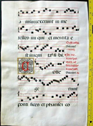 Large Medieval Music Manuscript,  Lf,  Vellum,  Unusual Handpt,  Initials,  C.  1525,  190