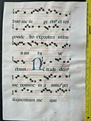 Large Medieval Music Manuscript,  Lf,  Vellum,  unusual handpt,  Initials,  c.  1525,  190 2