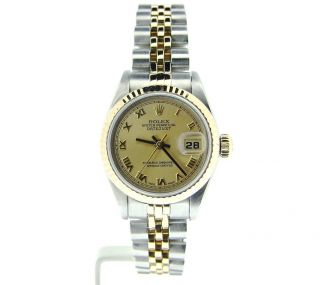 Rolex Datejust Ladies 2Tone 18K Gold & Stainless Steel Watch Roman Dial 69173 2