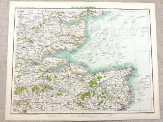 1890 Antique Map Of Canterbury Kent Isle Of Sheppey 19th Century