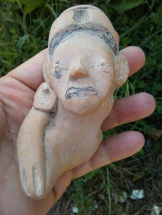 Veracruz Mx Pre Columbian Pottery Figure With Bitumen Decoration Authentic