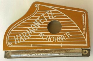 Antique M.  Hohner Harmonette Made In Germany Harp Harmonica 4.  5 " X 3 " Very Rare