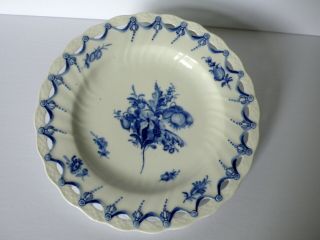 Rare Antique Royal Copenhagen Porcelain Botanical Blue Fluted Pierced Plate 1