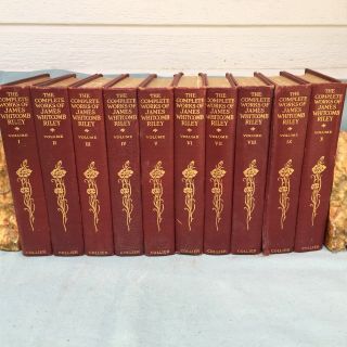 Antique Book 1916 The Complete Of James Whitcomb Riley Vol.  1 - 10 Collier