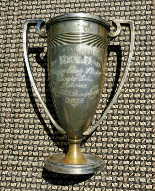 Antique 1911 Colorado Dog Show Breed Trophy Cup Silver Plate Bitch Sire Name Rex