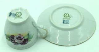 Bernadotte Czechoslovakia Porcelain Cup & Saucer Violets Pansies Gold Trim 6