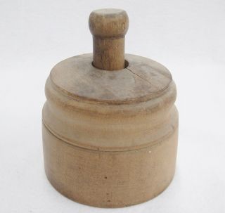 Antique Wooden Butter Mold Press Colonial Pineapple Stamp 4.  75 " Primitive Crack
