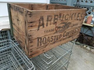 Antique Vintage Arbuckles 100 Lb.  Roasted Coffee Wood Crate Rare Find