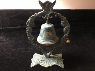 Antique Cast Iron/brass Bell On Stand Souvenir The Parthenon Athens Greece