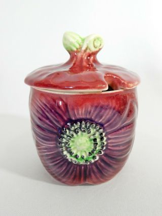 Antique Art Deco 1935 Shorter Son Anemone Jam Honey Preserve Dish Jar Sugar Bowl