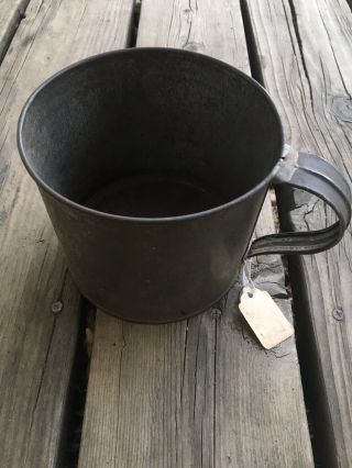 Antique Post Civil War 19th Century Massive Tin Cup W/ Maine Provenance 1870 - 90