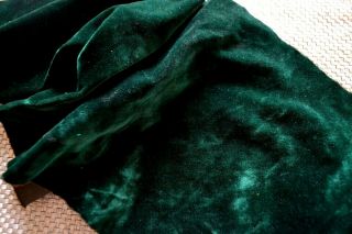 Luxurious Antique Cotton Backed Low Pile Silk Velvet Fabric Pc Emerald Green
