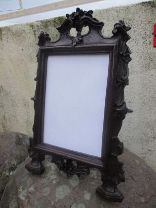 Antique Unique Old Table Frame in Wood Floral Art Hand Carved Picture or Photo 7