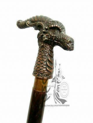 Designer Antique Metal Head Dragon Handle Vintage Style Walking Stick Cane Gift