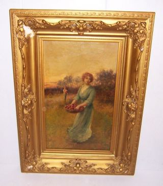 Antique 19th Century Oil Painting Of Man & Woman On Canvas By John Mccolvin