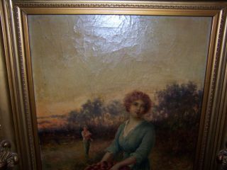 Antique 19th Century Oil Painting of Man & Woman on Canvas by John McColvin 5