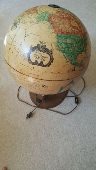 1980 Lighted World Antique Spot Globe 12 "