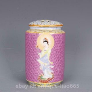 China Colour Enamels Porcelain Kwan - Yin Guan Yin Buddha Tea Canister Pot Kettle