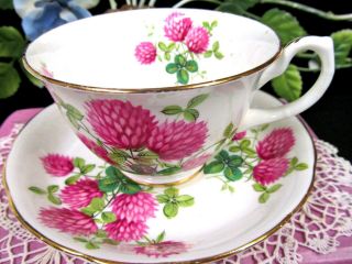 Hammersley Tea Cup And Saucer Clover Pink Floral Pattern Teacup England