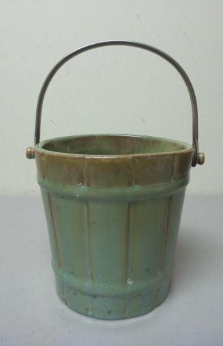 Antique Fulper Arts & Crafts Art Pottery Ice Bucket,  Bail Handle,  C.  1922 - 1928